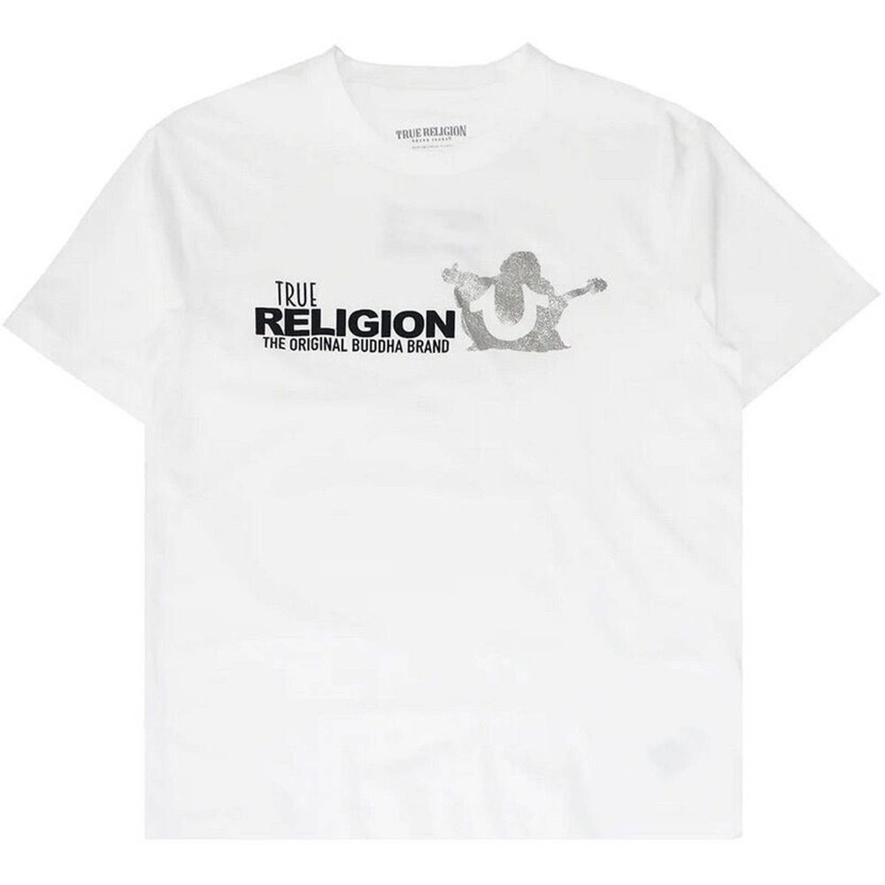 True Religion Men's Original Buddha Brand Logo Tee T-Shirt in White